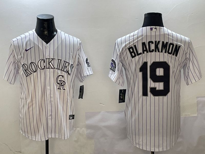 Men Colorado Rockies #19 Blackmon White Stripe Game 2025 Nike MLB Jersey style 5->colorado rockies->MLB Jersey